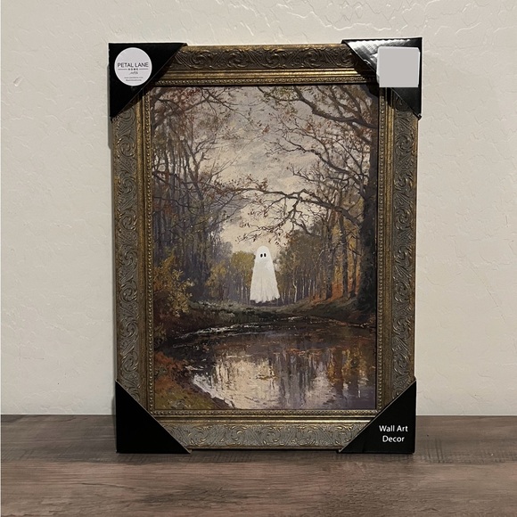 Petal Lane Viral Ghost in Forest Framed Wall Art Print Halloween Decor 16” x 12” - Picture 1 of 1